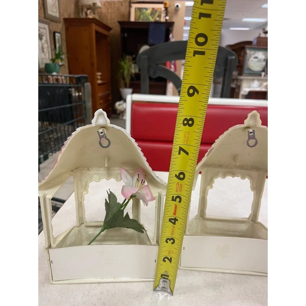 Pair Vintage Home Interiors Planters Homeco Pink & Cream Plastic Wall Hanging
